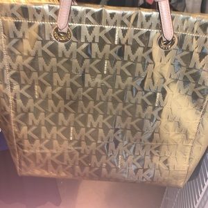Michael Kors Glamorous Gold Shiny Tote Bag